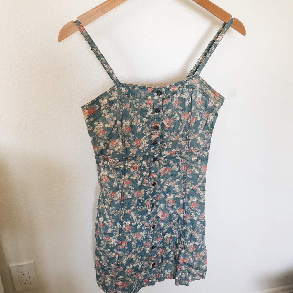Floral denim dress